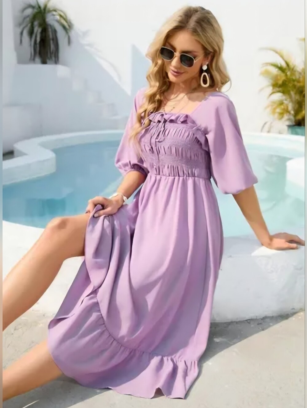 Purple Ruffle Dress - Picture 2 of 5